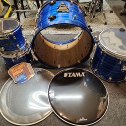 Tama Starclassic Walnut Birch Ocean Blue Ripple 4 Piece Drum Kit NEW
