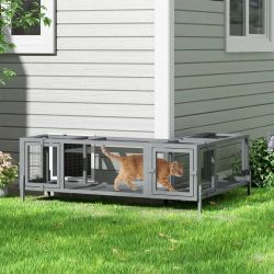 92''L Extendable Outdoor Wooden Cat Tunnel