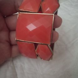 Coral And Gold Colored Woman's Bracelet 