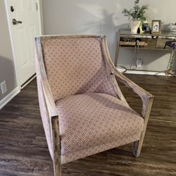 Wooden Accent Chair with Throw Blanket