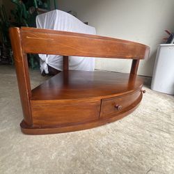 Corner Wooden TV Stand / Media Console with Glass Top