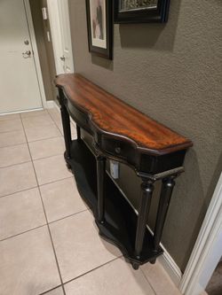 Hooker Furniture Distressed Black & Warm Wood Console Table / Sideboard
