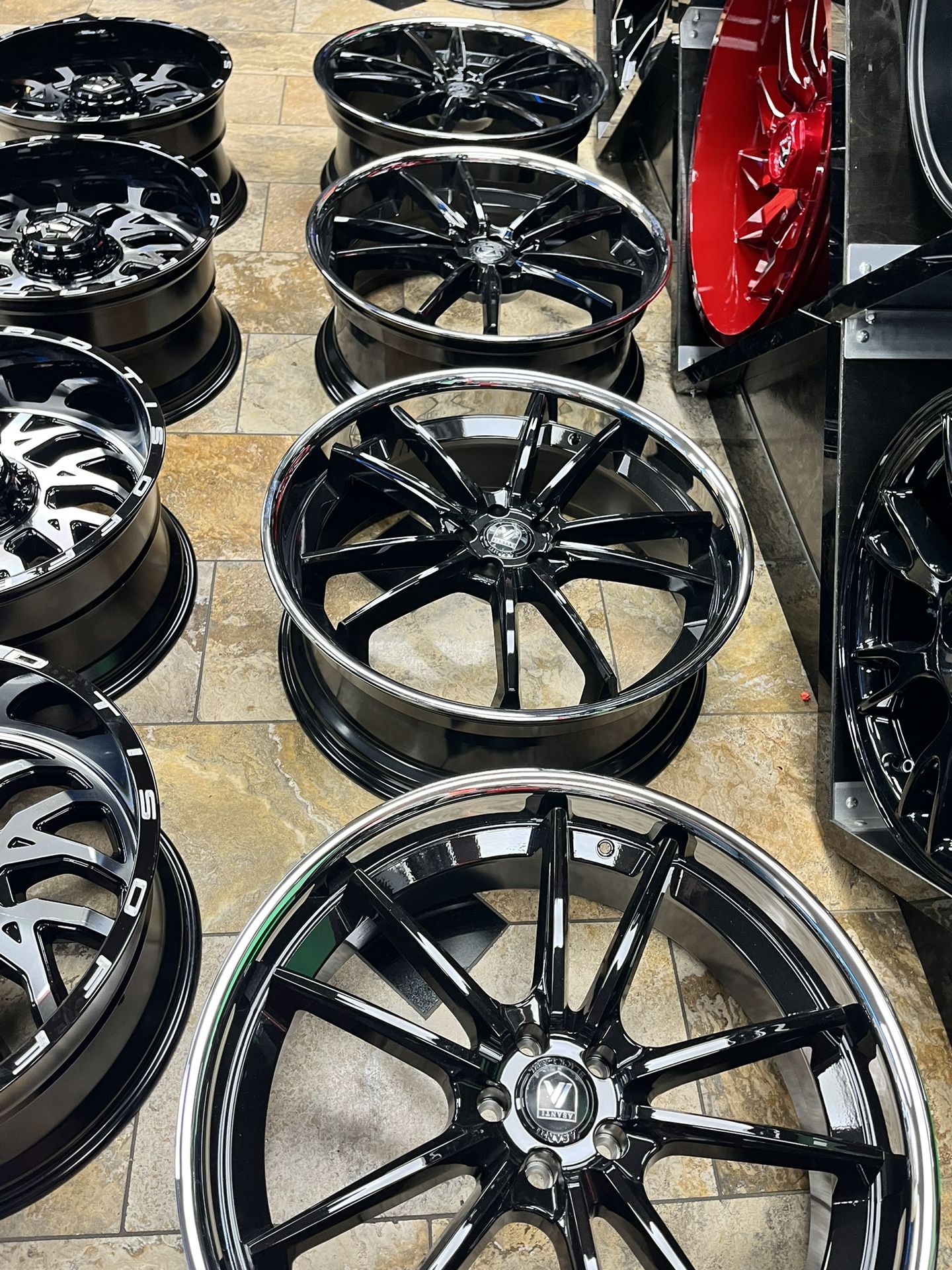 Set of 4 24x9 Asanti Rims Black Face Chrome Lip for Sale in Fort Myers, FL OfferUp