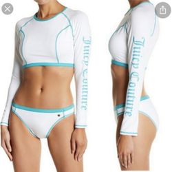 Juicy Couture swim set bikini rashguard sz L