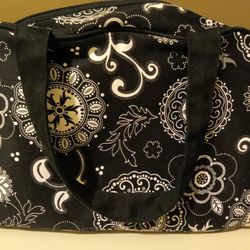 Thirty -one Onyx Medallion Medium Zip Cosmetic Bag 10  1/2 X 8 X 3
