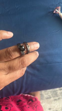 Dark Stone Silver-Tone Fashion Ring