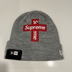 Supreme “Cross” Box Logo Beanie Grey