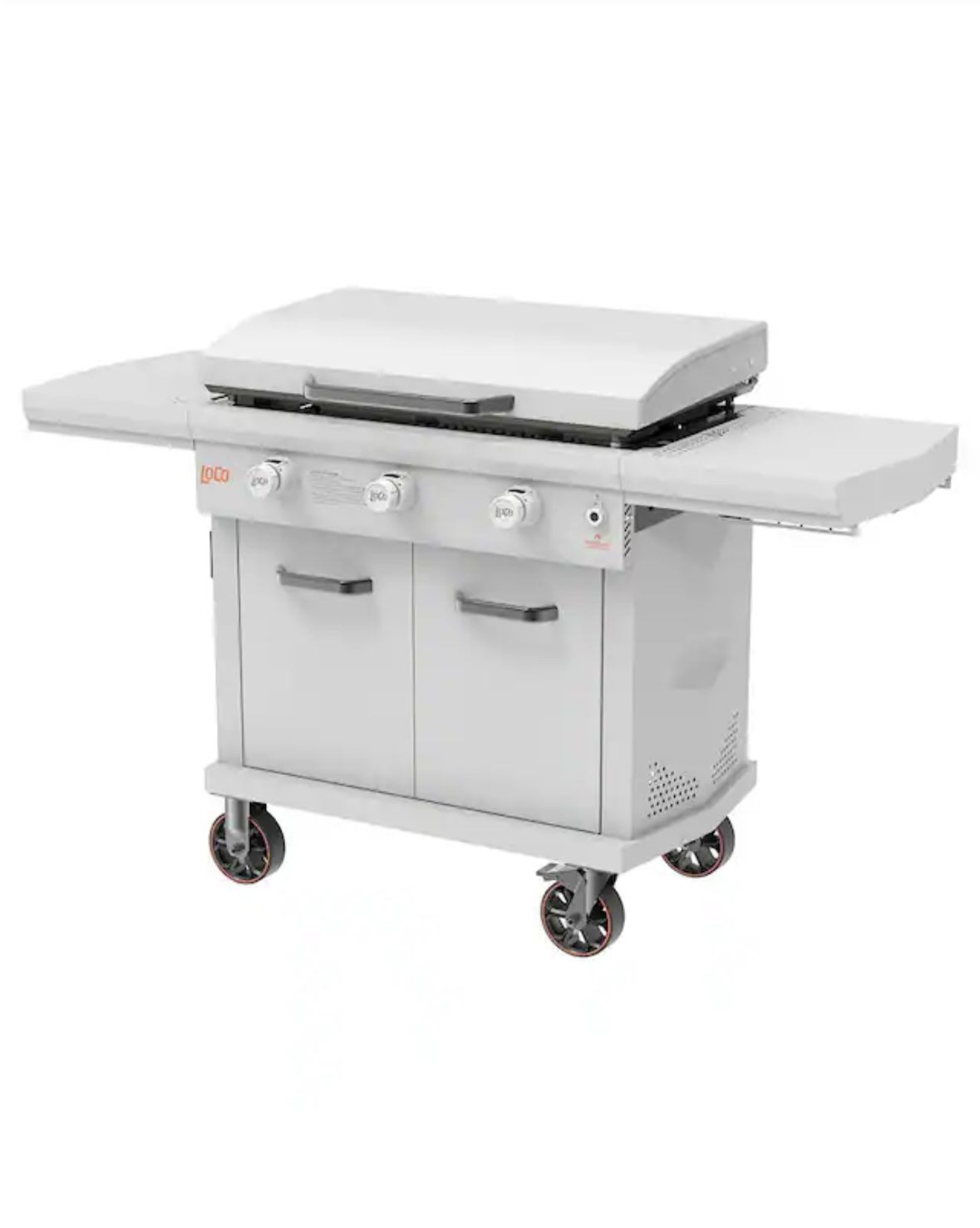 Series II 36 in. 3-Burner Digital Propane SmartTemp Flat Top Grill / Griddle in Chalk Finish with Enclosed Cart and Hood