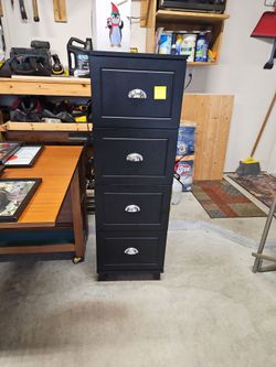 Black 4-Drawer Filing Cabinet on Casters