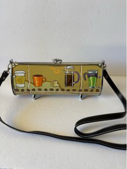 RARE Little Earth Y2K Metal Barrel Purse Coffee Addict