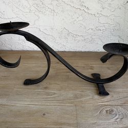 Rustic Candle Holder Wrought Iron Metal 