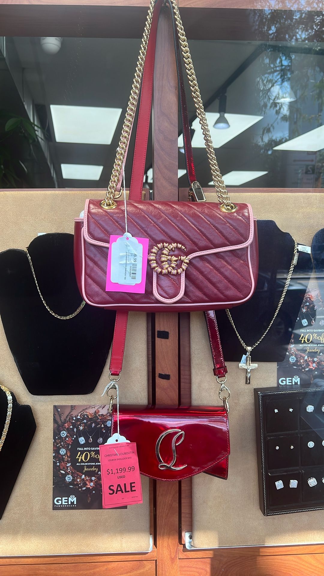 GUCCI 2021 RED/PINK LEATHER GG MARMONT FLAP SHOULDER BAG.
