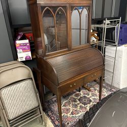 Antique Walnut Rolltop Secretary Desk