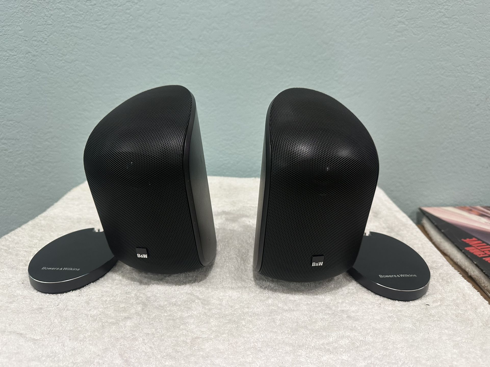 PAIR Bowers & Wilkins M-1 Speaker with Wall Brackets and Stands- Like New.