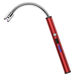 Lighter Electric Lighter Rechargeable Arc USB Candle Lighters with LED Battery Display, Flexible Neck Windproof Flameless Plasma Long Lighters for Can