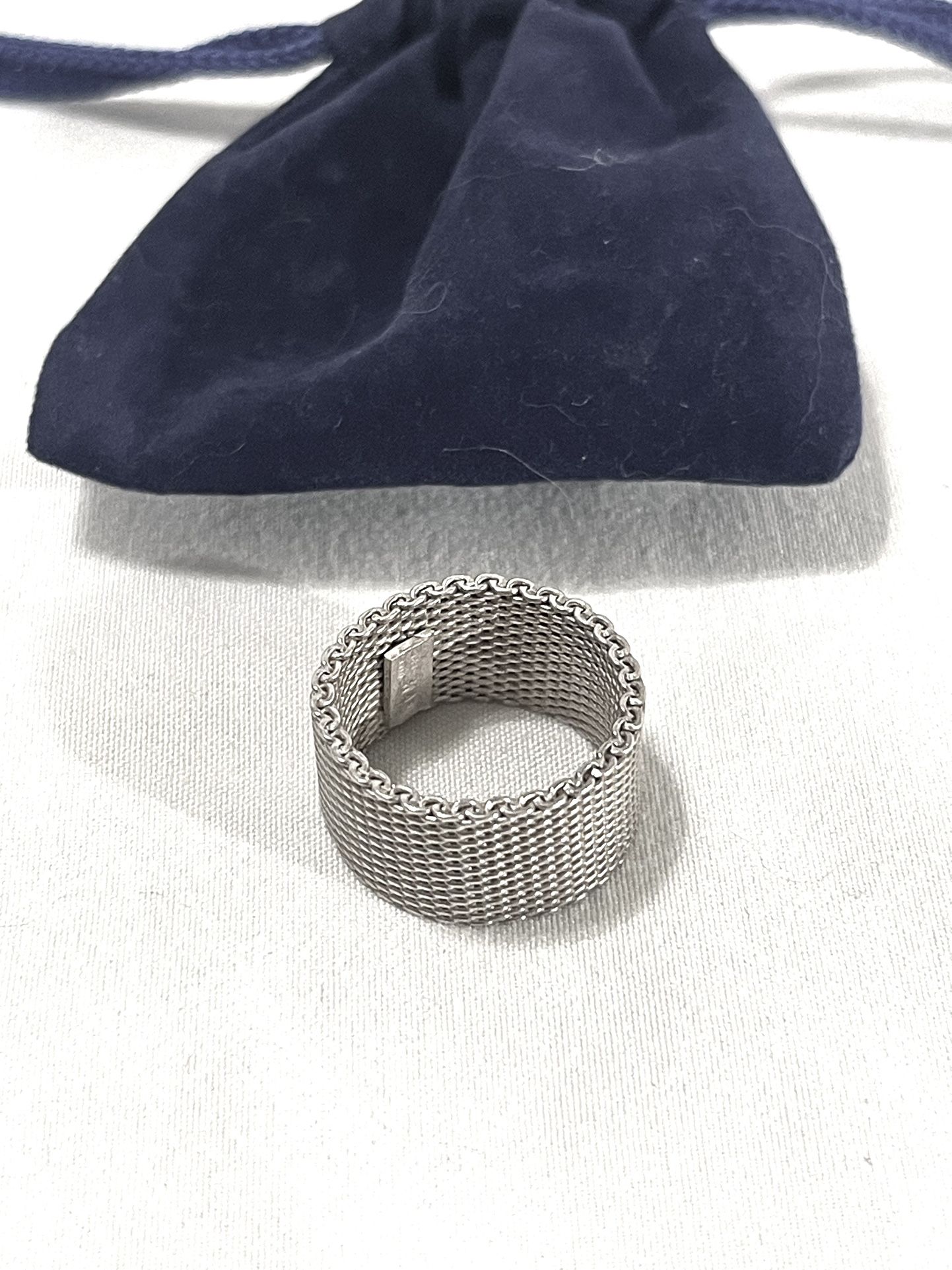 Brand New Made In Italy, Sterling Silver Mesh Wedding Band Ring. By Maker (HAN) size 5