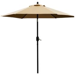 NEW Sunnyglade 7.5' Patio Umbrella Outdoor Table Market Umbrella with Push Button Tilt/Crank, 6 Ribs (Tan)