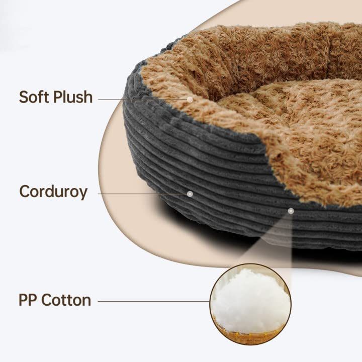 Dog Bed Couch Low Leading Edge Breathable Soft Plush Orthopedic Dog Bed Machine Washable Waterproof Nonskid Pet Bed (M, Grey)