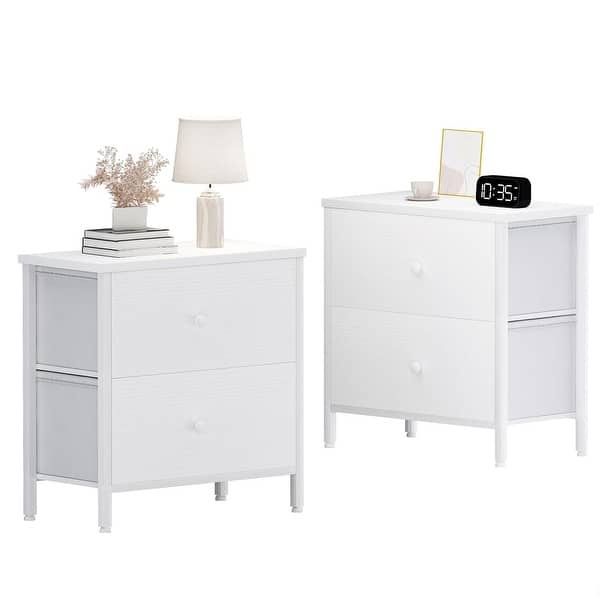 NEW - White Nightstands Set of 2 - Nightstand and Dresser Sets Night Stand Dresser for Bedroom End Table with Fabric Drawers Organizer Modern