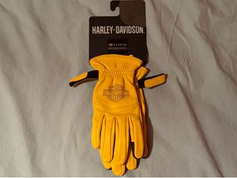 Harley Davidson Padded Leather Yellow Gloves; Size XS