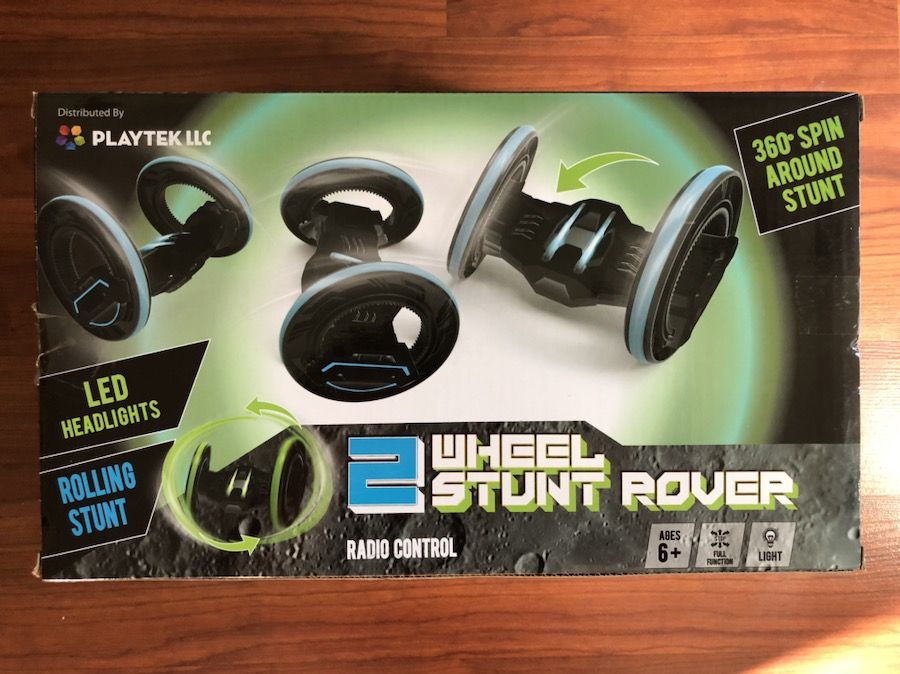 Playtek 2 Wheel Stunt Rover RC Remote Control with LED Lights, 360 Spin Action,