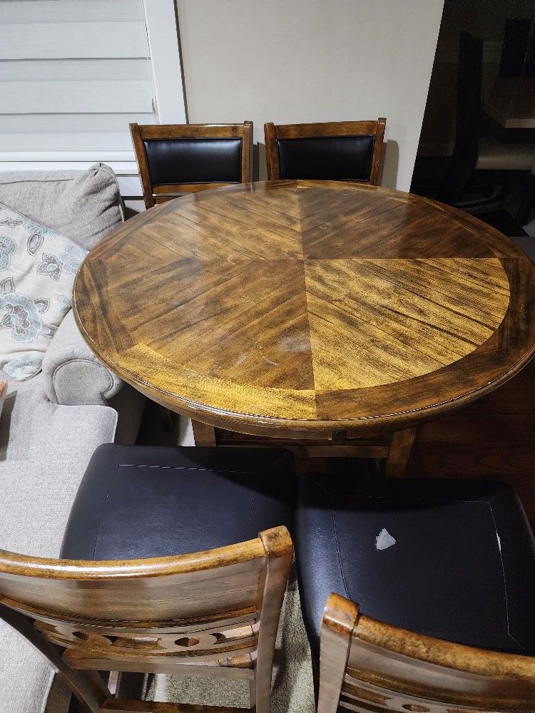 Wood Round Dining Table 4 Chairs