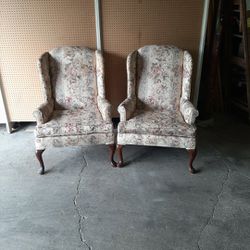 Two Queen Anne Wing Chairs 