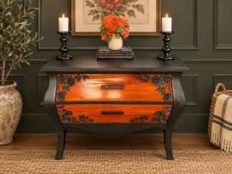 Bombay Chest of Drawers/ console table with Floral Carvings