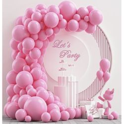 Pink Latex Balloon Arch Garland Kit, 102PCS 18In 12In 10In 5In 
