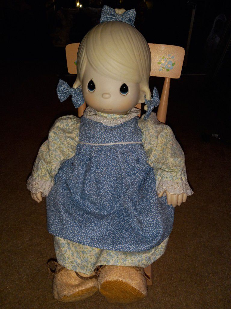 Precious Moments Doll In Rocking Chair