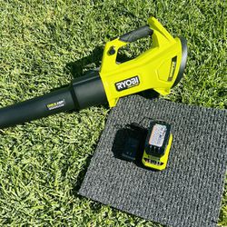 RYOBI ONE+ HP 18V Brushless Whisper Series 130 MPH 450 CFM Cordless Battery Leaf Blower with 4.0 Ah Battery and Charger