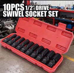 10-Piece 1/2" Drive Swivel Socket Set / Juego de Dados Giratorios