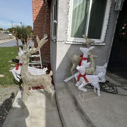 Two Sets Of Light Up Deer (3 Deer In Each Set)