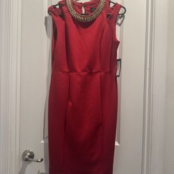 Elegant Red Sleeveless Dress Size 12