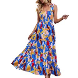 Women's Casual Summer Dresses Square Neck Sleeveless