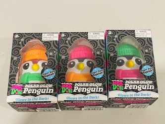 Set of 3 Schylling NeeDoh Squishmas Polar Glow Penguin Glow-in-the-Dark