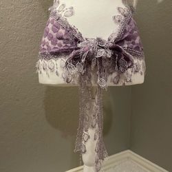 Purple Lace Wrap Sash with Fringe