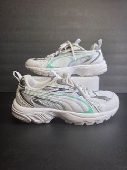 Puma Milenio Tech Women's Casual Athletic Shoes 6.5 White and Mint
