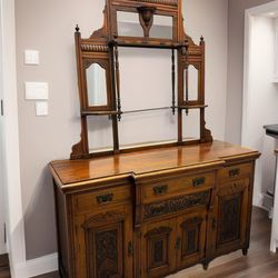 Antique Spanish or Victorian Sideboard / Buffet with Mirror