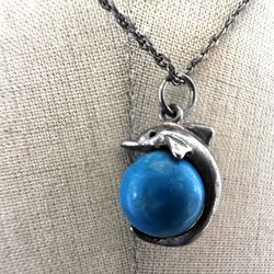 Sterling Silver Dolphin Pendant Necklace  