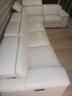 SECTIONAL GENUINE LEATHER RECLINER ELECTRIC ⚡ WHITE COLOR..✅🚚 DELIVERY SERVICE AVAILABLE 🚚✅