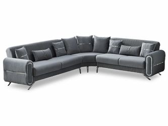 Gray microfiber sectional sofa bed ! New in the box