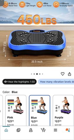 GLYLF Vibration Plate Exercise Machine - Blue