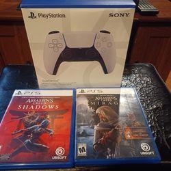 NEW IN BOX PS5 CONTROLLER AND ASSASSIN'S CREED GAMES $120 FINAL PRICE 