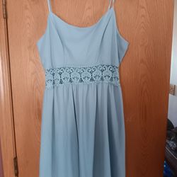 Women's Size Large,  Blue Spaghetti Strap Dress 