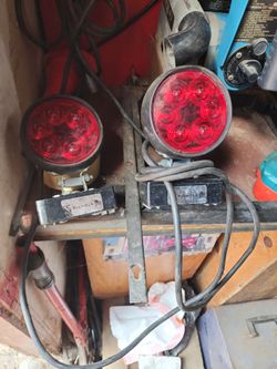 Round Red LED Trailer Tail Lights Pair