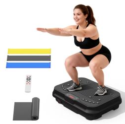 Vibration Plate Exercise Machine for Lymphatic Drainage,Power Vibrate Stand Shake Board 400 Lbs Capacity Fitness Platform with Fitness Resistance Band