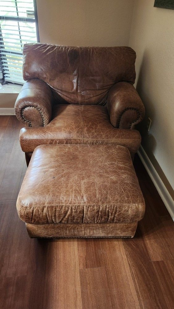 Leather Chair And Ottoman