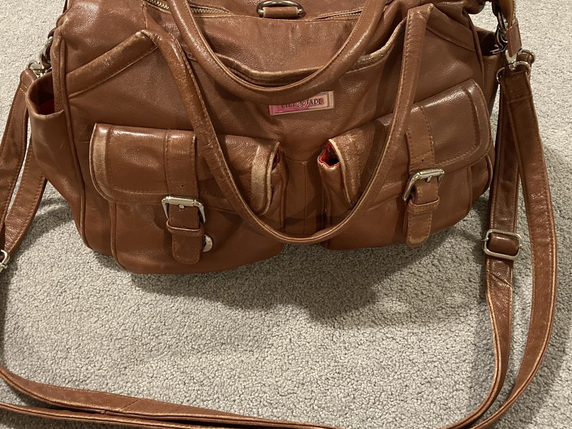 Lily and Jade Brown Leather Diaper bag