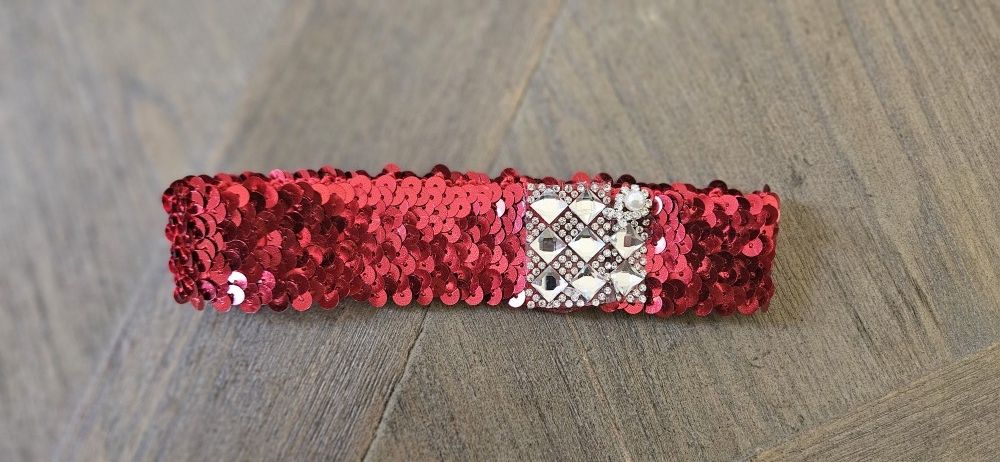 Red Sequence Silver Detailing Prom Wedding Garter